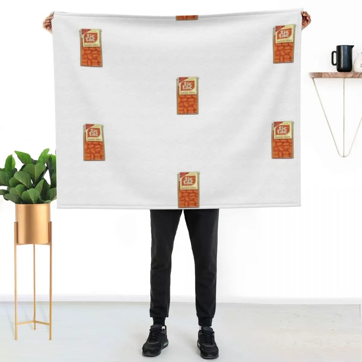 

Orange tic tac design Throw Blanket Compact Warm Blanket for Car Road Trip