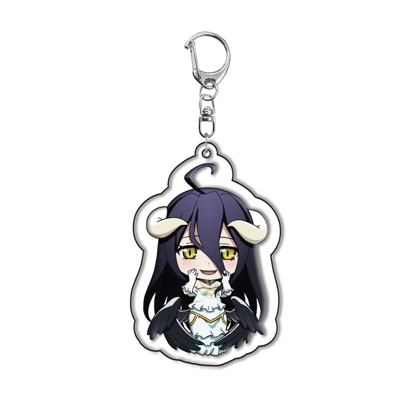 Anime Overlord Keychain Cartoon Figure Ainz Ooal Gown albedo Shalltear Bloodfallen Pendant Key Ring Bag Accessories Jewelry Gift