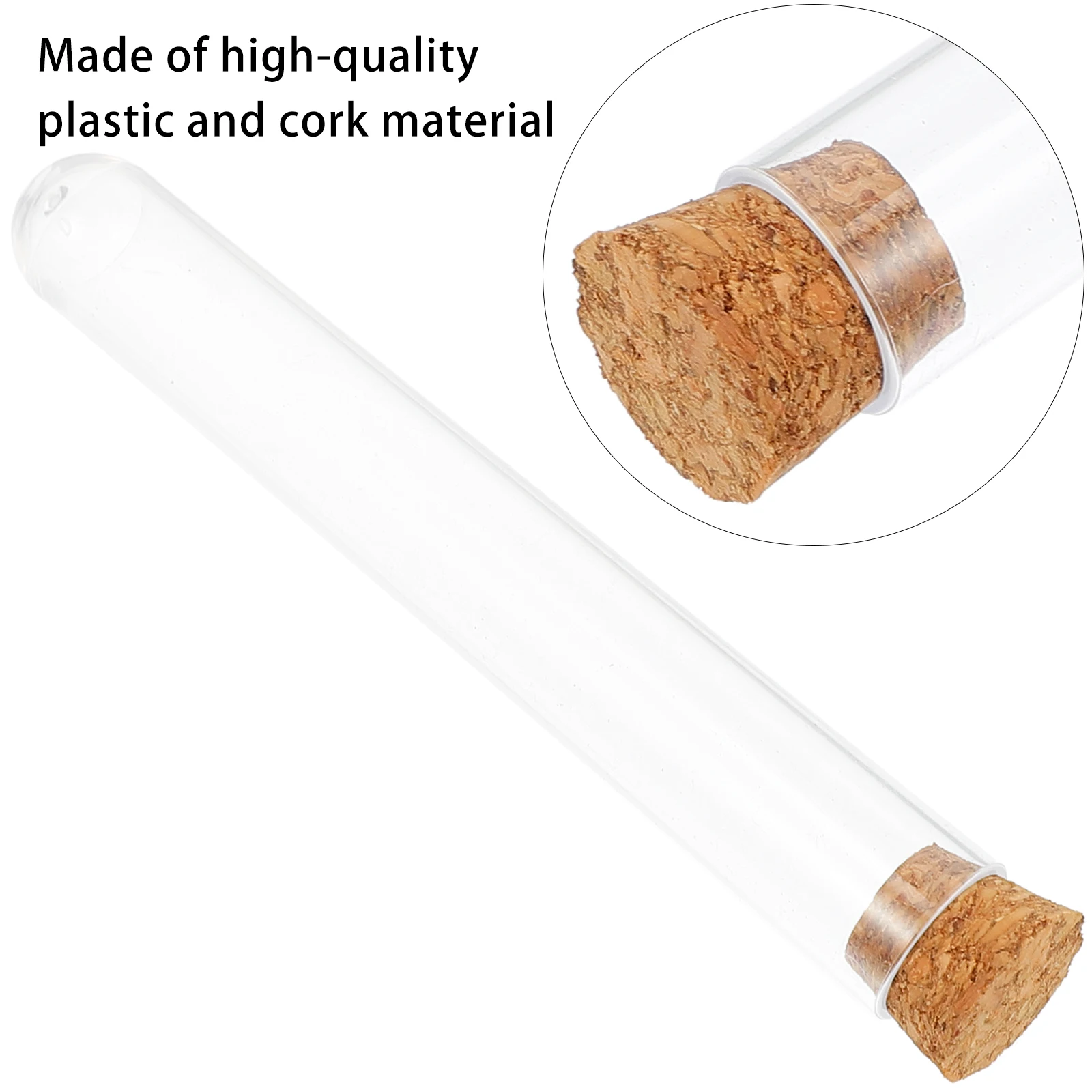 

30 Pcs Clear Test Tubes with Cork Corks Experiment Testing Vials Caps Plastic Laboratory