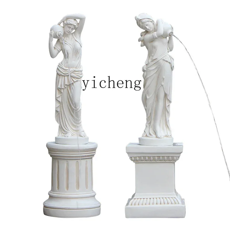 u18Flowing Water Fountain Ornament Figure Sculpture Courtyard Water Feature Fish Pond Clubhouse Decoration