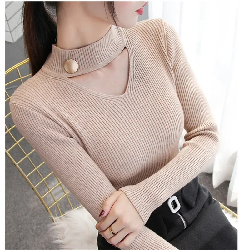 Primavera Autunno Vendita calda della stagione Maglione lavorato a maglia da donna Camicia versatile con strato base Abbigliamento interno giovanile Elegante top in maglia per