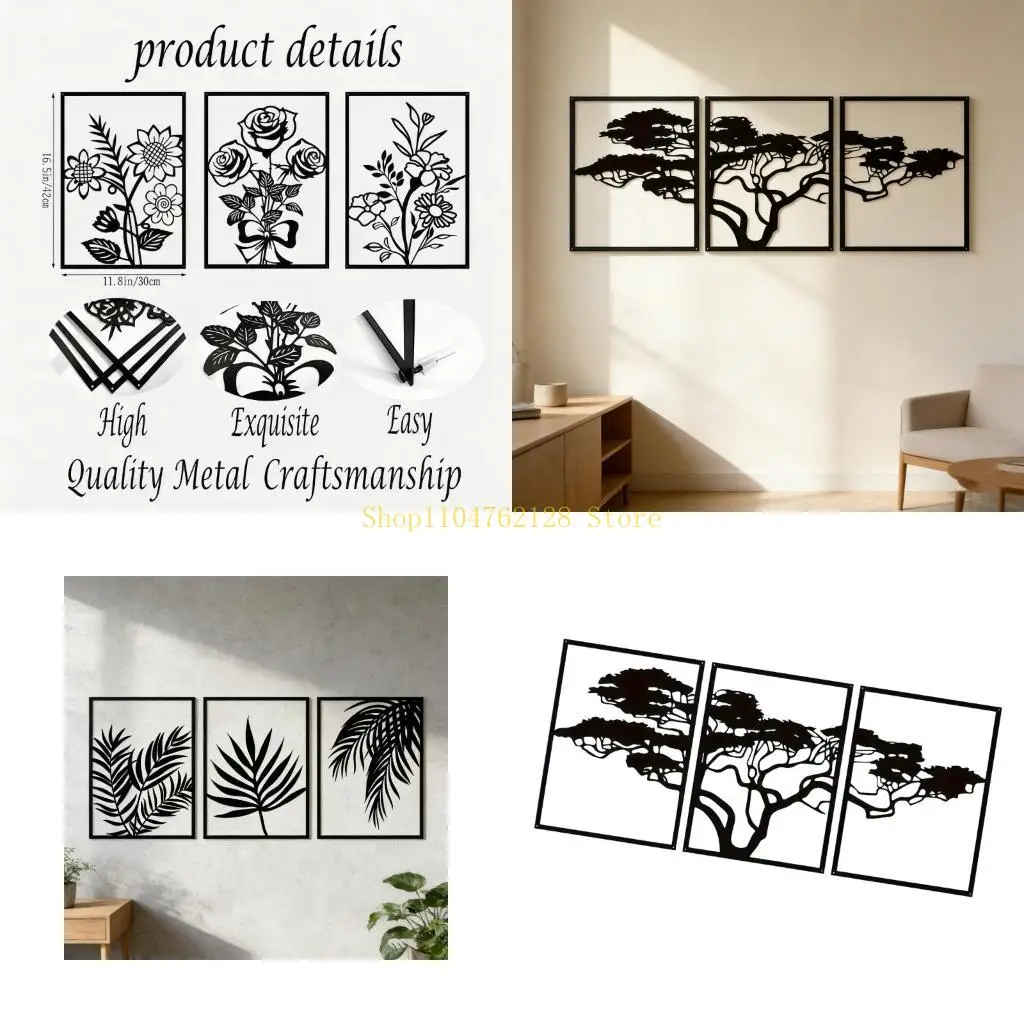 Metall-Blumen-Wandkunst-Dekore, rustikale Blumen-Wandskulptur, minimalistische Blumen-Wandbehangkunst für Schlafzimmer, bester