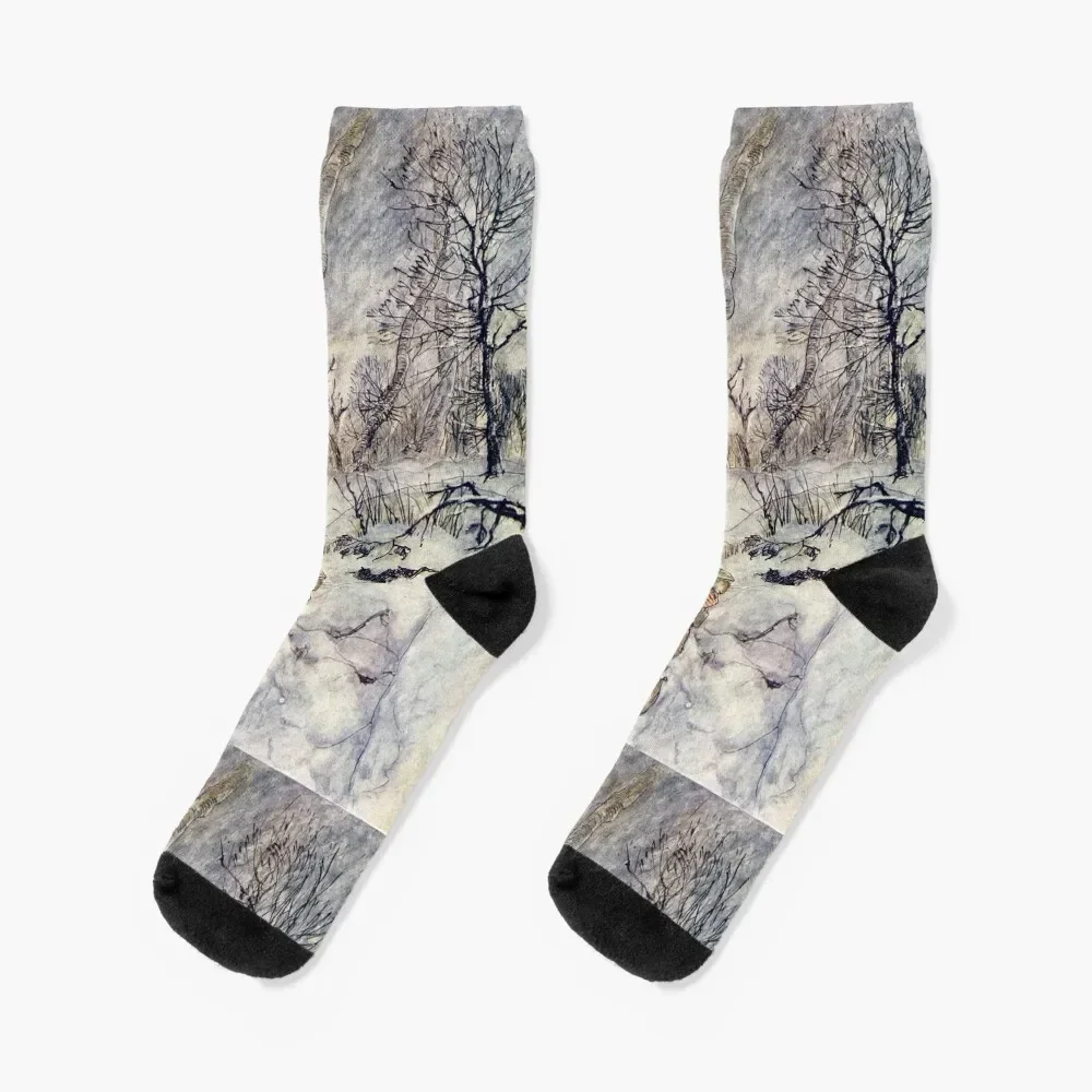 

Rat and Mole Lost in the Wild Wood - The Wind in the WIllows - Arthur Rackham Socks Sports Woman Socks Men's