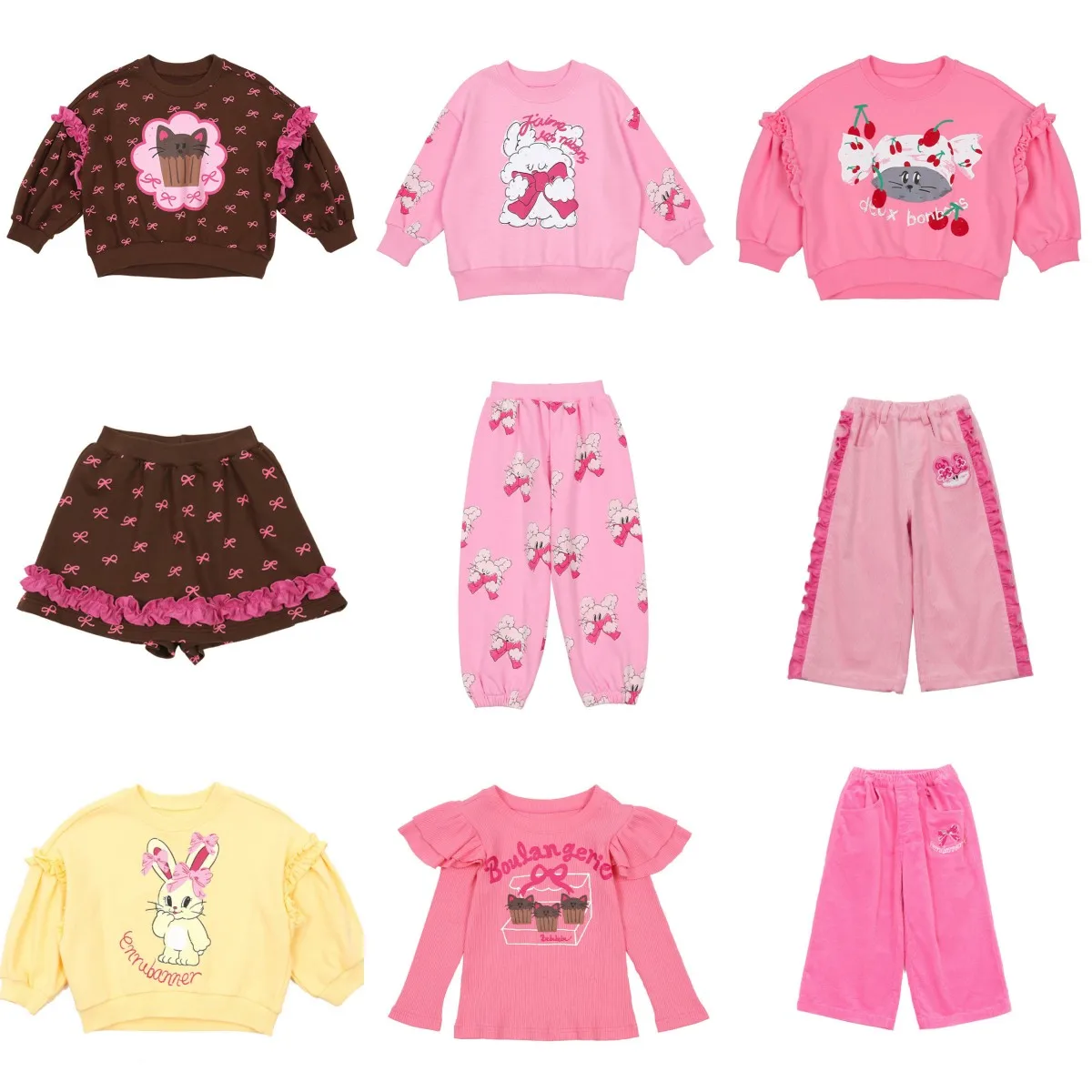 

2025 AW, новый детский пуловер для мальчиков и девочек, хлопковый свитер с героями мультфильмов и кружевные штаны, детская верхняя одежда, одежда для маленьких девочек