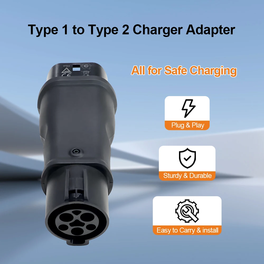 GOODCELL Type1 إلى Type2 32A 1Phase 7.2kw Max EV مهايئ شاحن J1772 إلى IEC62196 EV شاحن محول #6