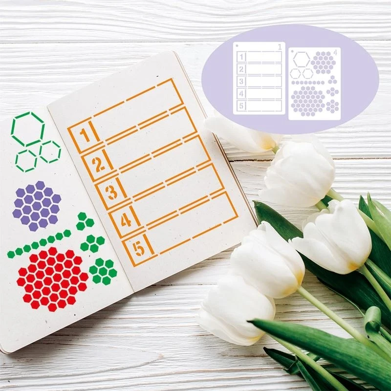 090F Journalling Stency Supplies/Accessories للأطفال البالغين 24 قطعة