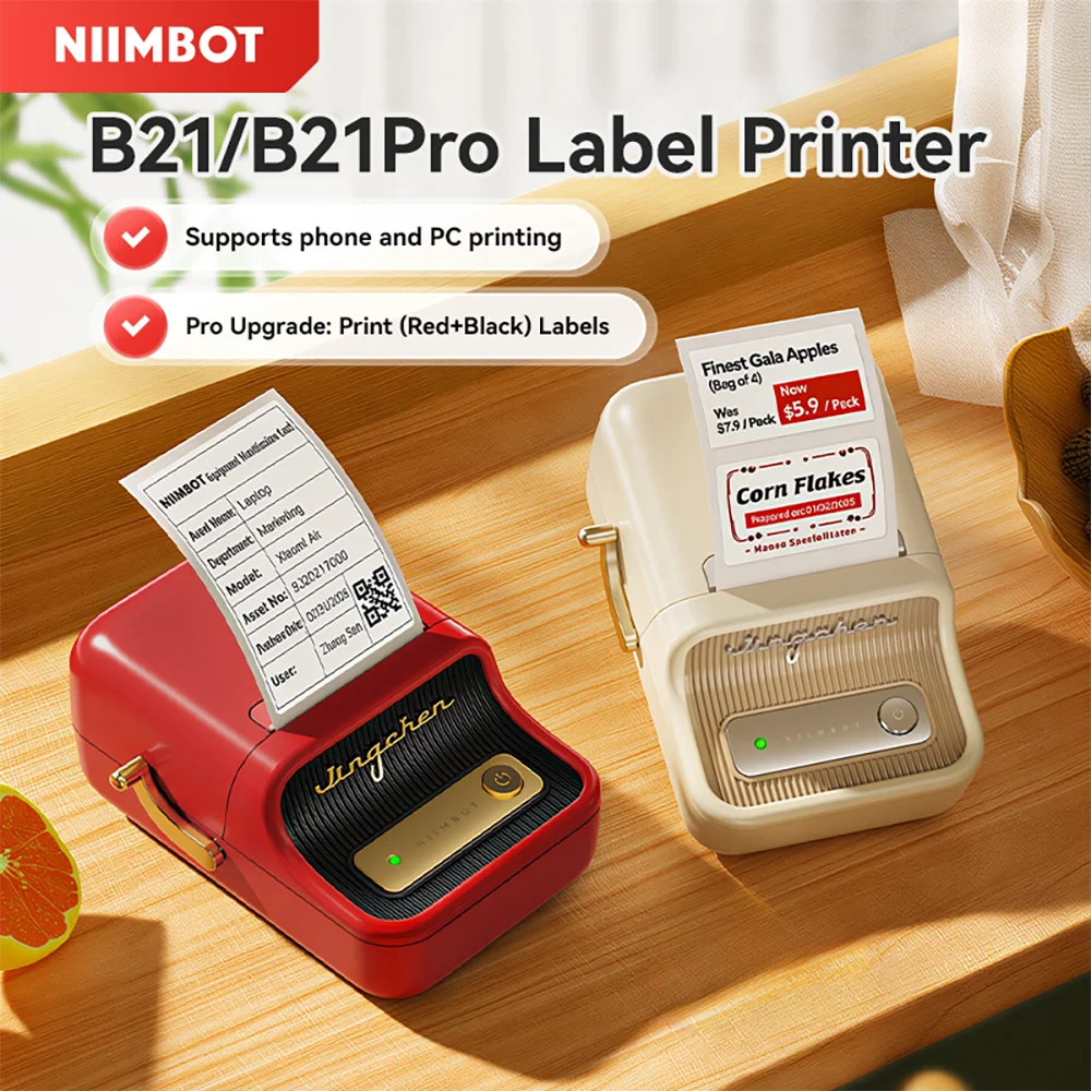Niimbot B21/B21 Pro Kabelloser Tintenloser Etikettendrucker Barcode-Etikettendrucker für Tags, Notizen, Namensaufdruck, Aufklebermaschine 20-50mm