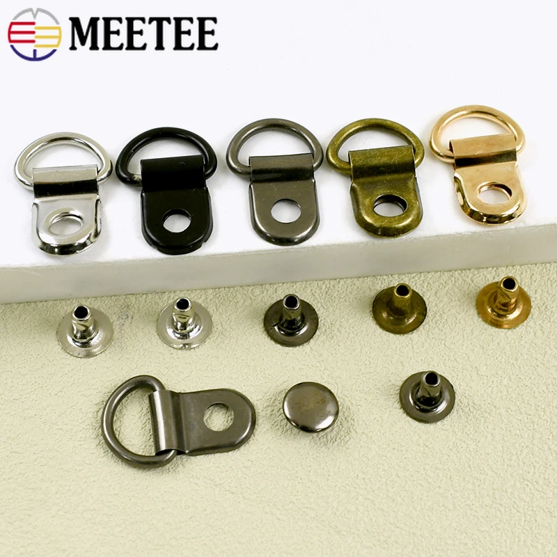 

30/50/100Sets 9x14mm D Ring Metal Buckles Shoes Lace Side Clip Buckle Boots Installation Nails Connector Leather Crafts Supplies