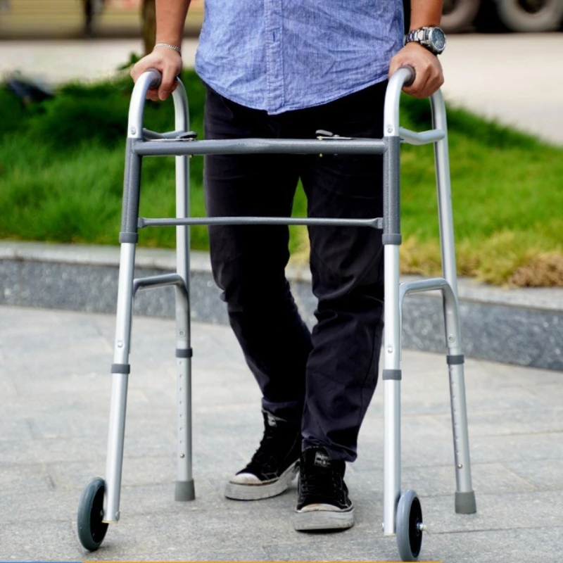  مشاية كبار، أداة مساعدة على التنقل من الألومنيوم قابلة للطي، حامل دعم مضاد للانزلاق مع عجلات، مشاية لإعادة تأهيل ما بعد السكتة الدماغية #1