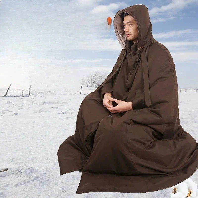 Thickened cotton long meditation cloak meditation cloak Guanyin cloak monk clothing layman