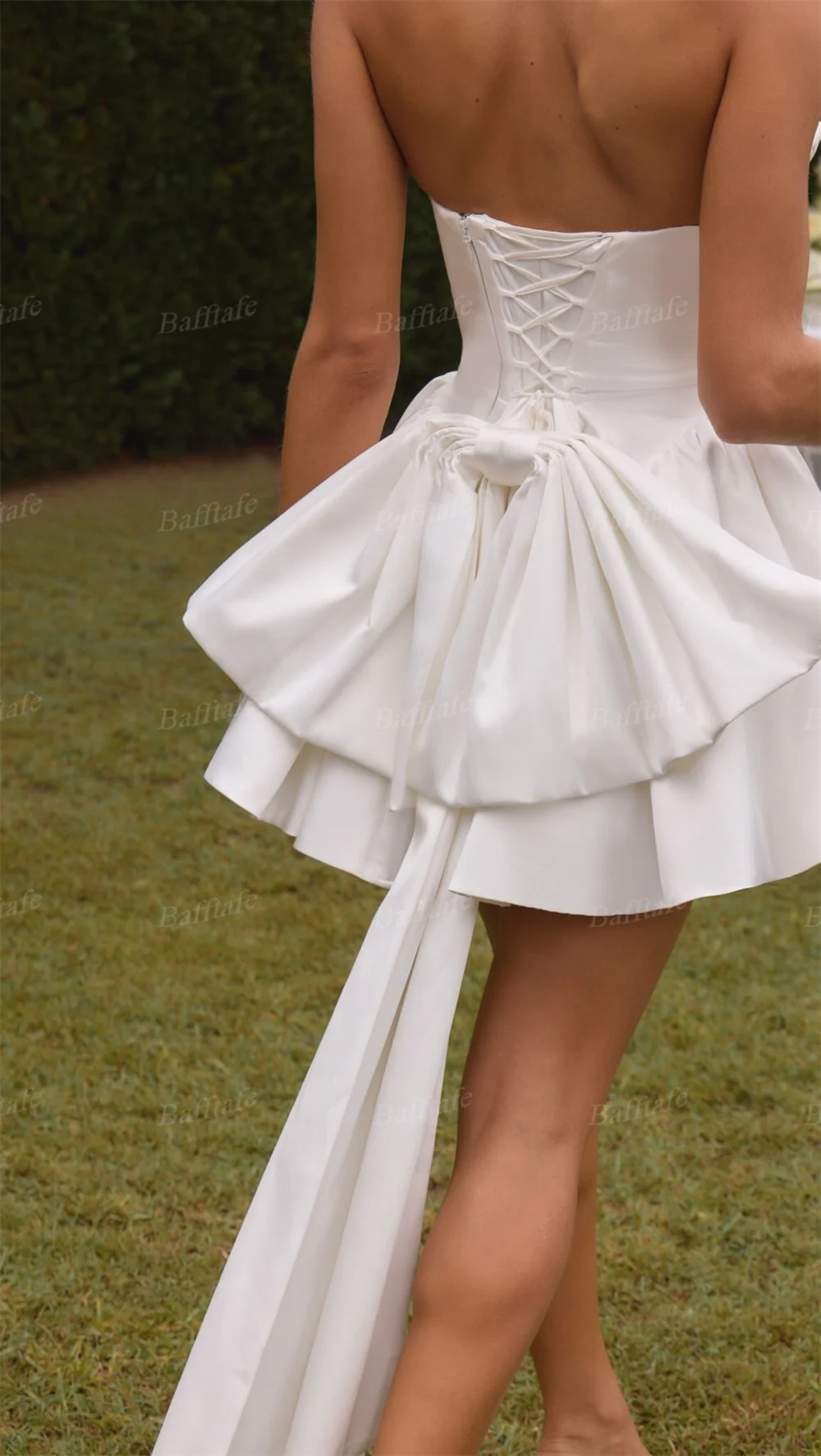 Bafftafe Fairy A Line Mini Customized Prom Dresses Strapless Corset Bow Homecoming Gowns Satin Women Formal Party Cocktail 2025 image 6