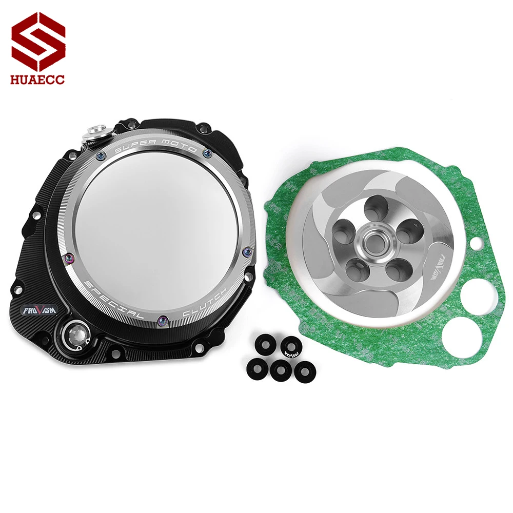 CNC Clear Clutch Cover & Spring Retainer R for Suzuki GSX-S1000 GSXS 1000 2016-2017 Pressure Plate