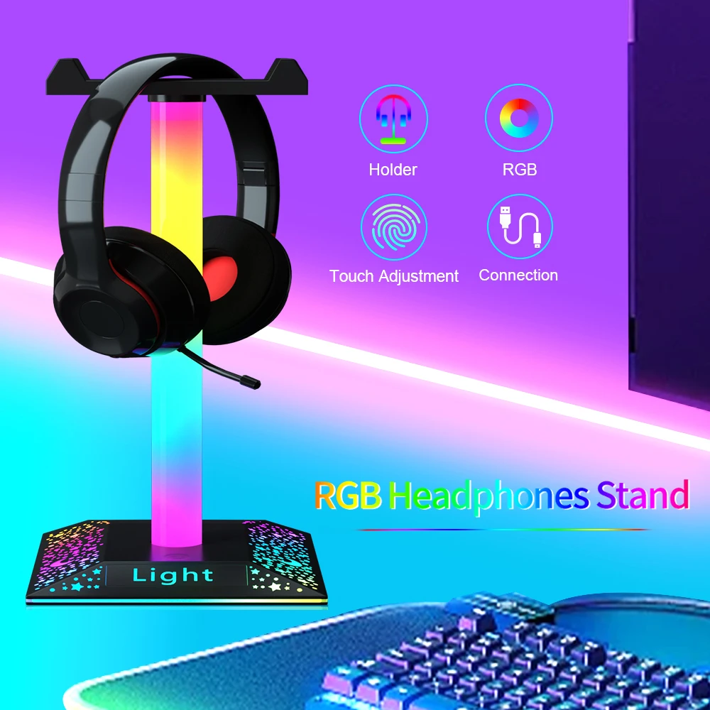 USB LED Lights Gaming Headset Stand RGBIC Lights Gaming Headset Stand Decoration Gaming For Gaming Room Accessories New