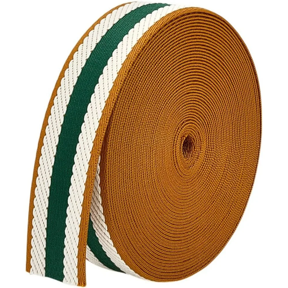 10 Yards weiß-grün gestreiftes Jacquard-Gurtband 1-1/2 Zoll Polyester-Nylon-Gurtband, gestreiftes Baumwoll-Gurtband, Twill-Band für Rucksäcke