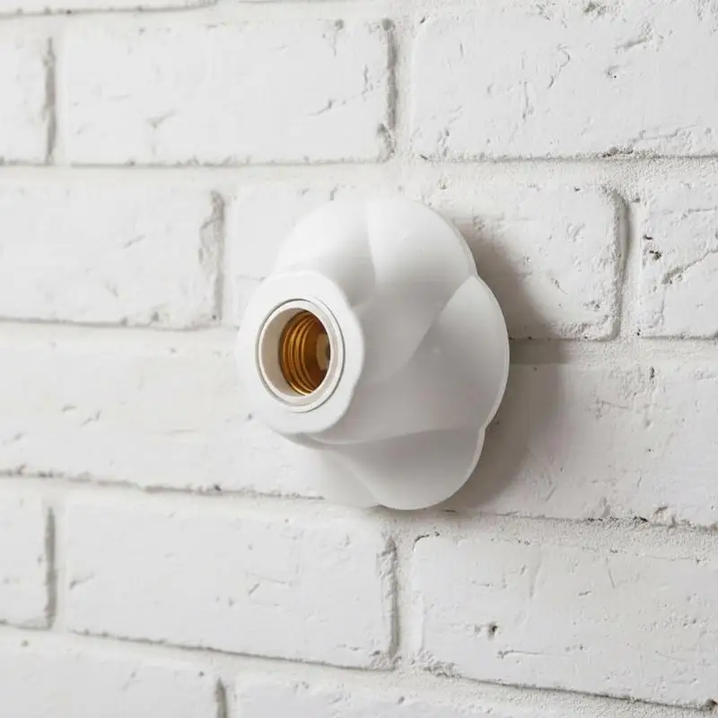 E27 Rose Shaped Light Holder Pendant Socket White Fixed Base for Household Indoor Hanging Light Installation