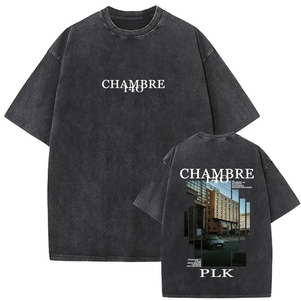 غسلها خمر مغني الراب PLK Chambre 140 ألبوم الجرافيك تي شيرت الرجال الهيب هوب موضة البوب الموسيقى تي شيرت الرجال عادية القطن تي شيرت
