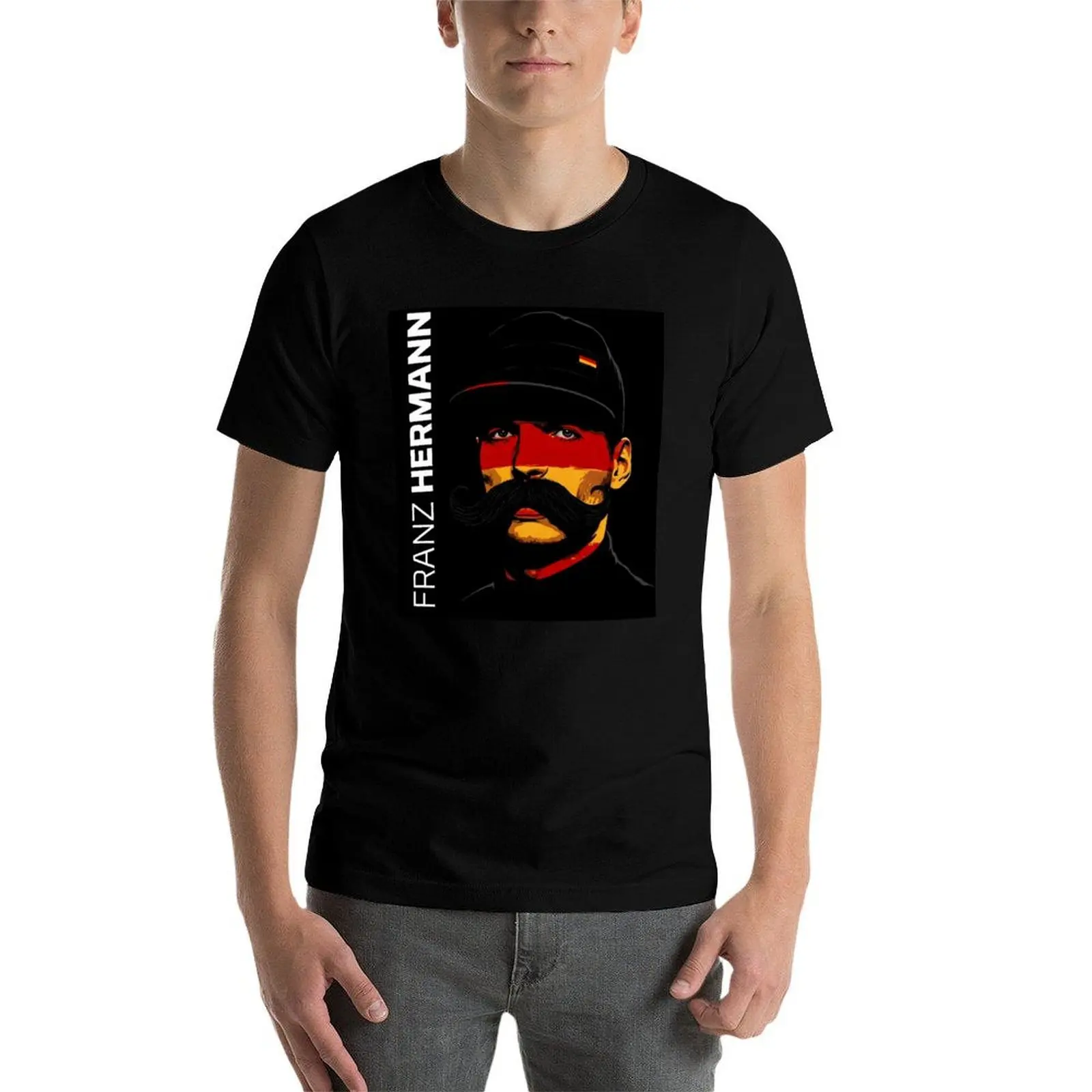

Franz Hermann F1 Art - Abstract Portrait Design German Racing Colors T-Shirt black cotton t-shirt plain for man package T-Shirt