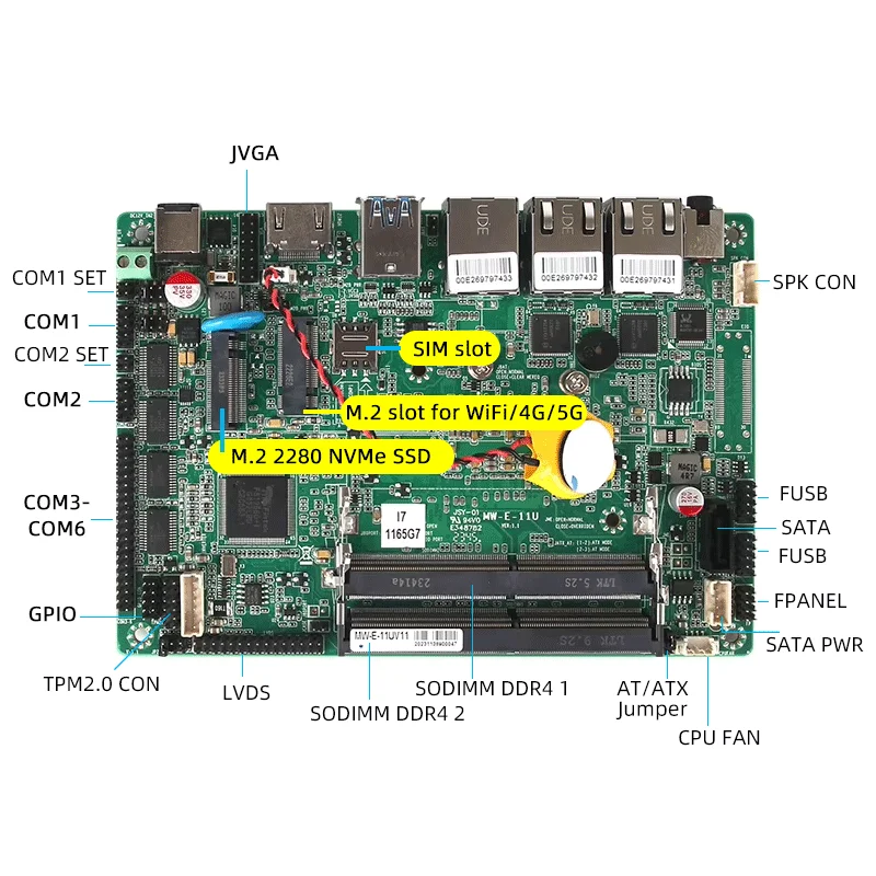 Imagem -06 - Mini pc Fanless com Wi-fi Intel I71165g7 I5-1135g7 6x com Rs232 Rs485 3x Lan Entalhe 4g 5g Win10 11 Linux Extensão de Gpio Lvds