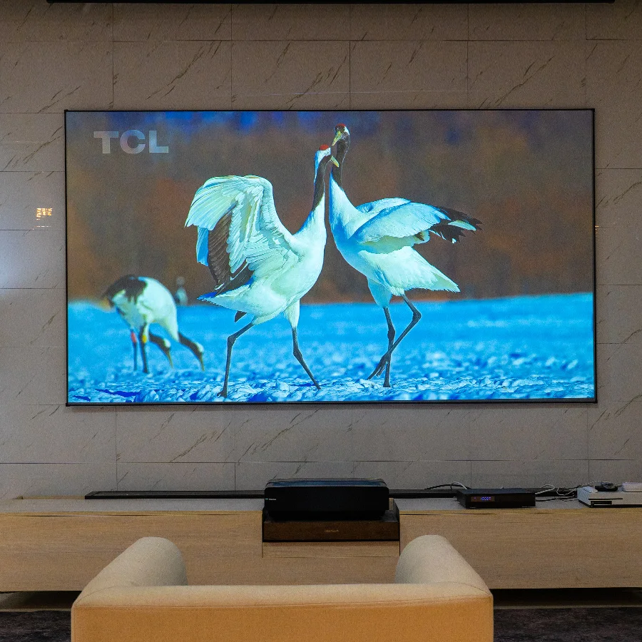 Hot Selling 120 inch 3D 8K ALR CLR UST Ceiling Ambient Light Rejecting Frame Projection Screen for Ultra Short Throw Projector