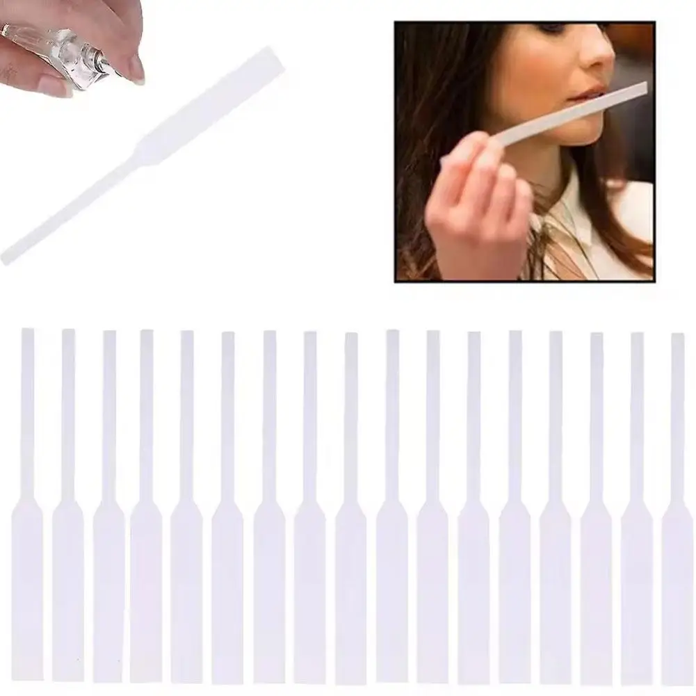 100pcs White Perfume Test Paper Disposable Aromatherapy Fragrance Essential Oil Testing Strip Strong Water Absorption Thickening