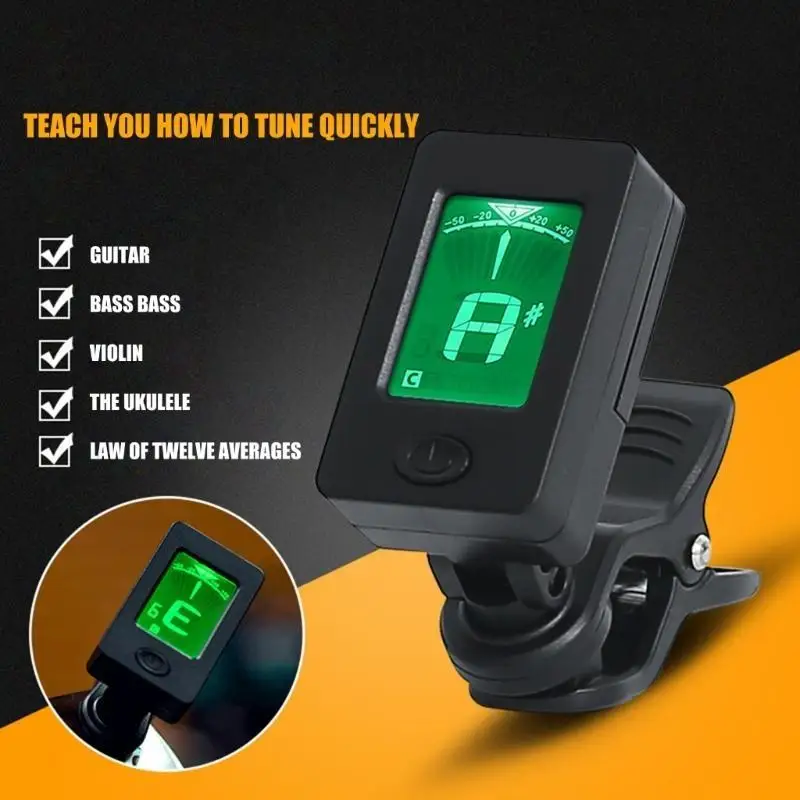 M5TC Guitar Tuner, Clip On Tuner for Bass Ukulele Precise Tuning Tuner with LCD Display Digital Tuner for Stringed Instrument