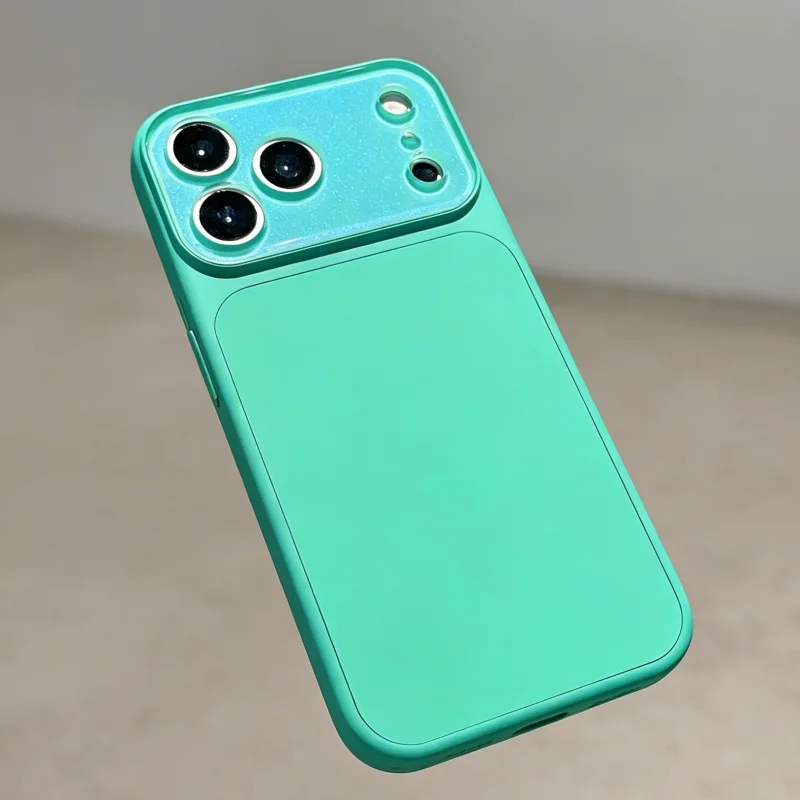 Luxury Aurora Camera Glitter Liquid Silicone Case For iPhone 17 16 15 14 Pro Max Shockproof Shiny Crystal Soft Protective Cover view 4
