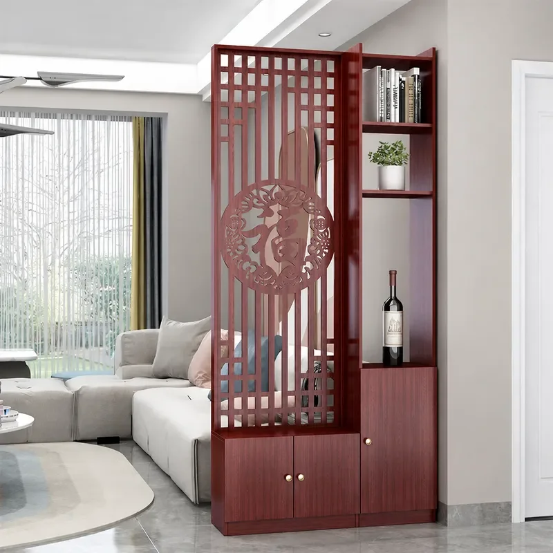Modern New Chinese Style Entrance Cabinet Shoe Cabinet Wine Cabinet Integrated Decorative Partition Hollow Shoe Changing
