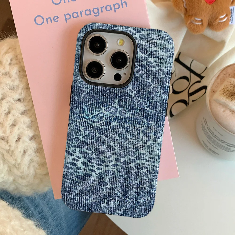 Gentle Blue Floral Fragments  2-in-1 Sturdy Chic Case for IPhone 15 14 13 Pro Max Plus Back Phone Cover for 12 11 Pro XR XS Capa