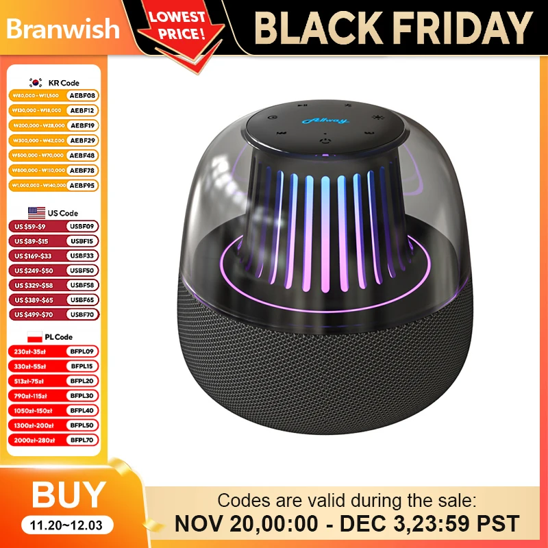 12W Bluetooth Speaker 5V Wireless Subwoofer 4000mAh 7H Play Portable Speaker 7-Type Lights AudioSurround Sound For Computer PC