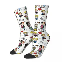 And Her Characters Mafalda Miguelito Comic Kawaii Drawstring Socks School Cartoon Pattern Socks harajuku Men Happy hip hop