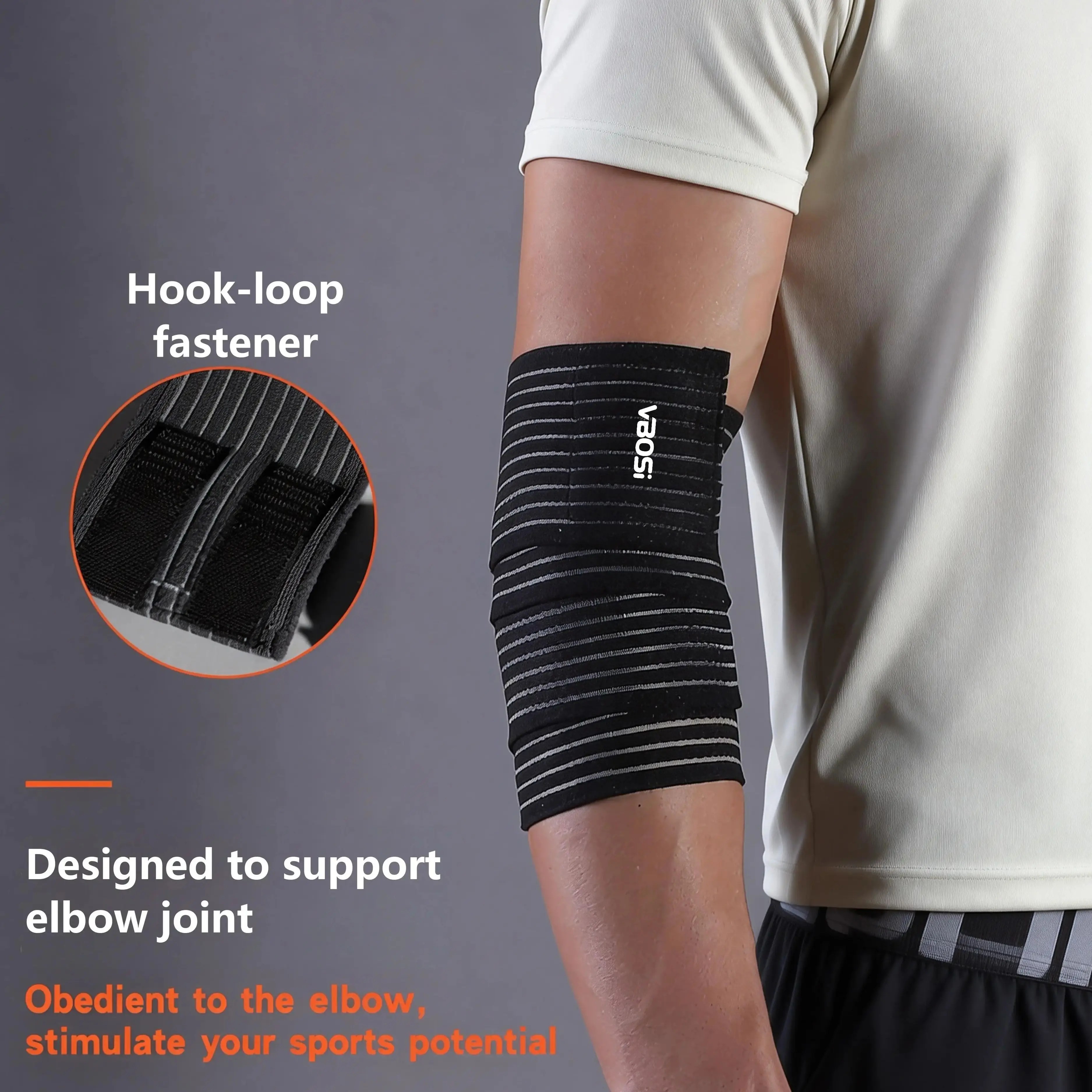 1-teiliges verstellbares, elastisches Ellenbogenstützband, Knöchelwickel für Basketball, Laufen, für Damen und Herren – Detail 3