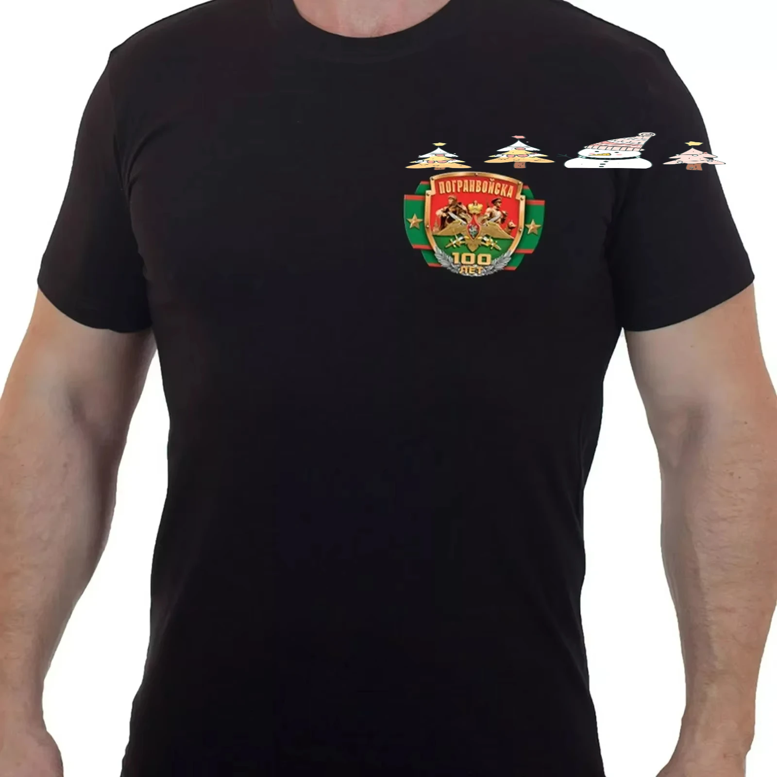 Russian Border Guards 100th Anniversary Badge T Shirt. 100% Cotton Short Sleeve O-Neck Casual T-shirts Loose Top New Size S-3XL