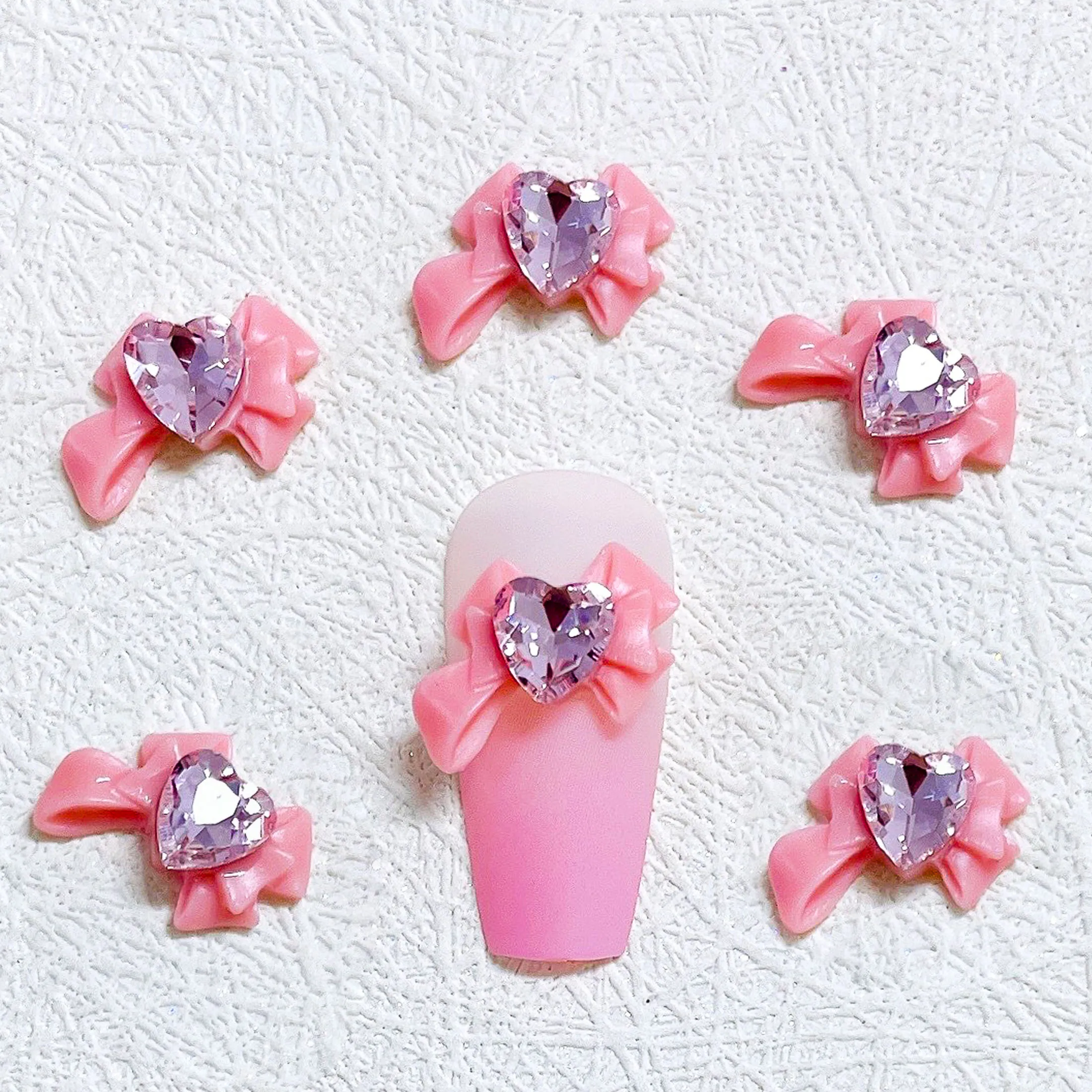 20 قطعة ثلاثية الأبعاد الشريط القوس لامعة كريستال المحبة القلب مسمار التدريبات ل مانيكير تصميم ملحق لتقوم بها بنفسك مسمار الفن الديكور #4