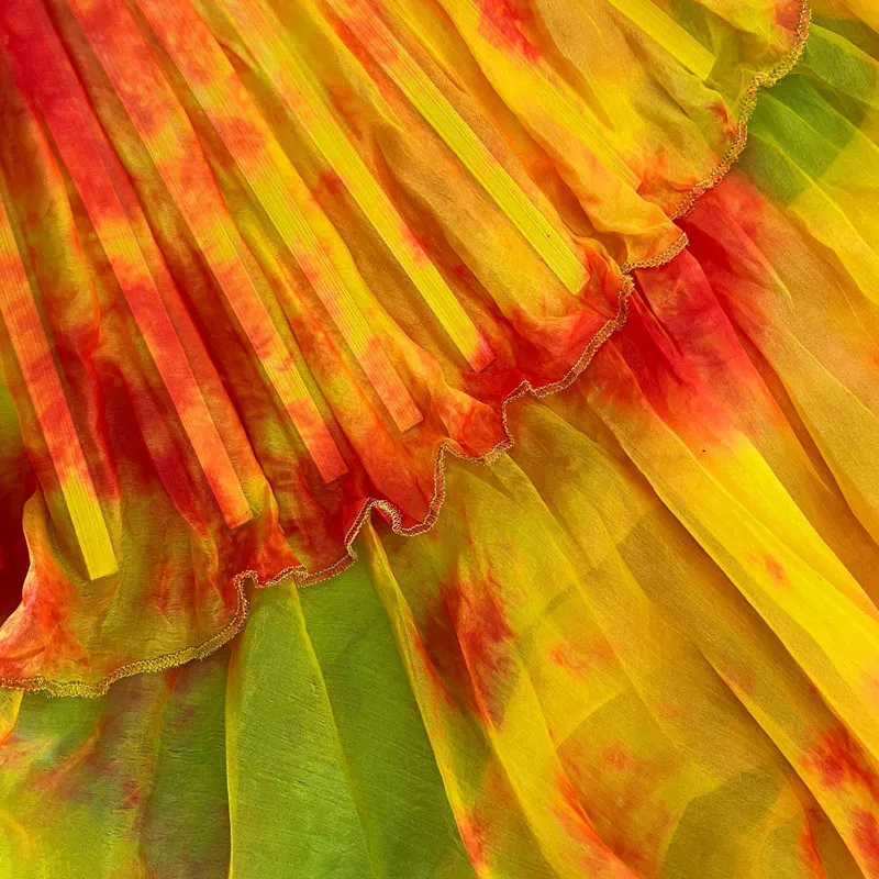 Seide Fan Schleier Bauchtanz Requisite (2er-Set) Tie Dye Professionelle Frauen Bauchtanz Kostüm Zubehör Anbetung Lob Bühnenpraxis