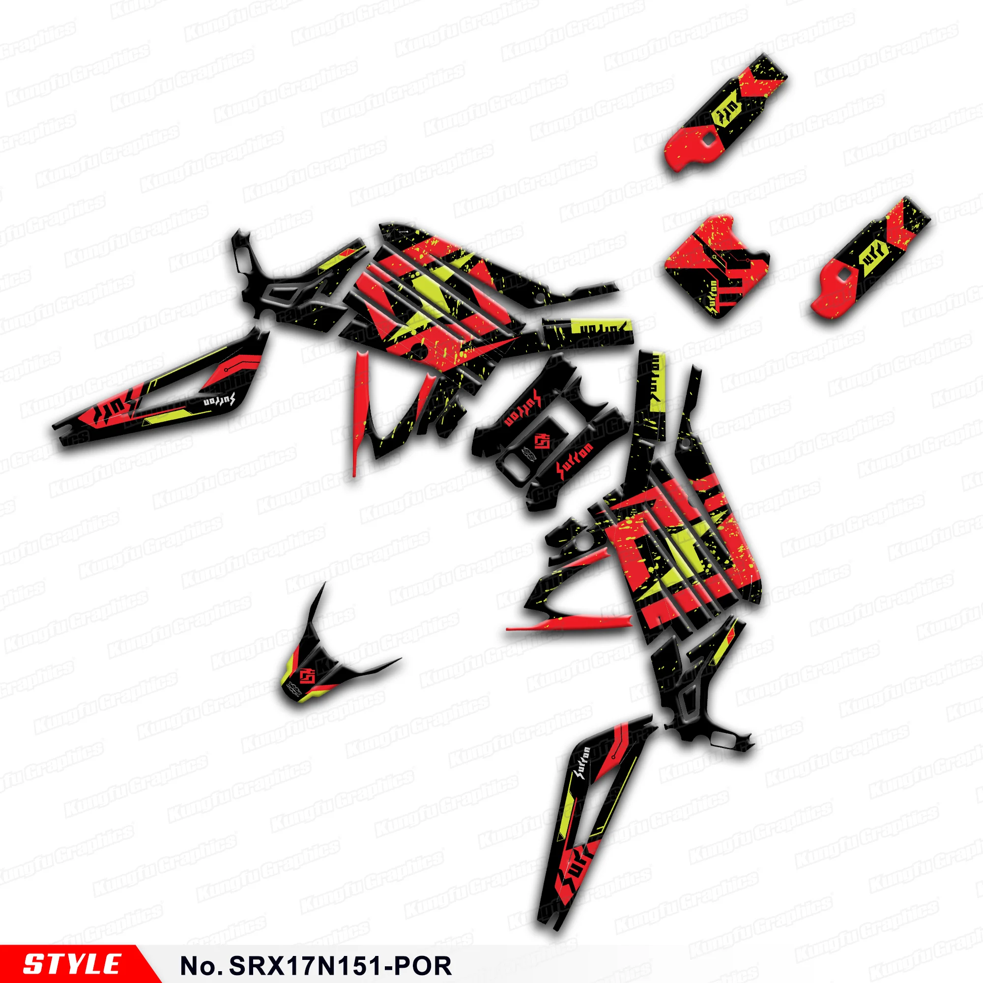 

JY Racing Graphics Decal Kit Stickers Complete for Sur-Ron Light Bee X S Segway X160 X260 2017-2025 Dirt eBike, SRX17N151-POR