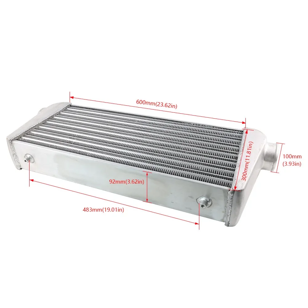 

600X300X100 Intercooler, High Efficiency Tube Design, 76Mm Od Front, Mount For Large, Displacement Vehicles