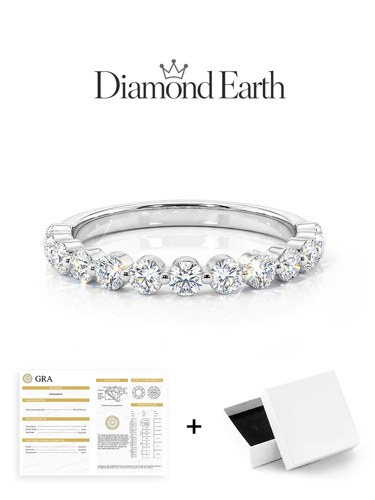Exquisite 2MM Real Moissanite Diamond Round Wedding Band Ring For Women 925 Sterling Silver Upgrade High Quality Fine Jewelry