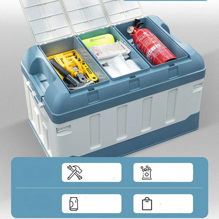 Car Storage Box Trunk Classified Storage Double-layer Compartment Thickened Sorting Box Self-driving Toolbox Household Items