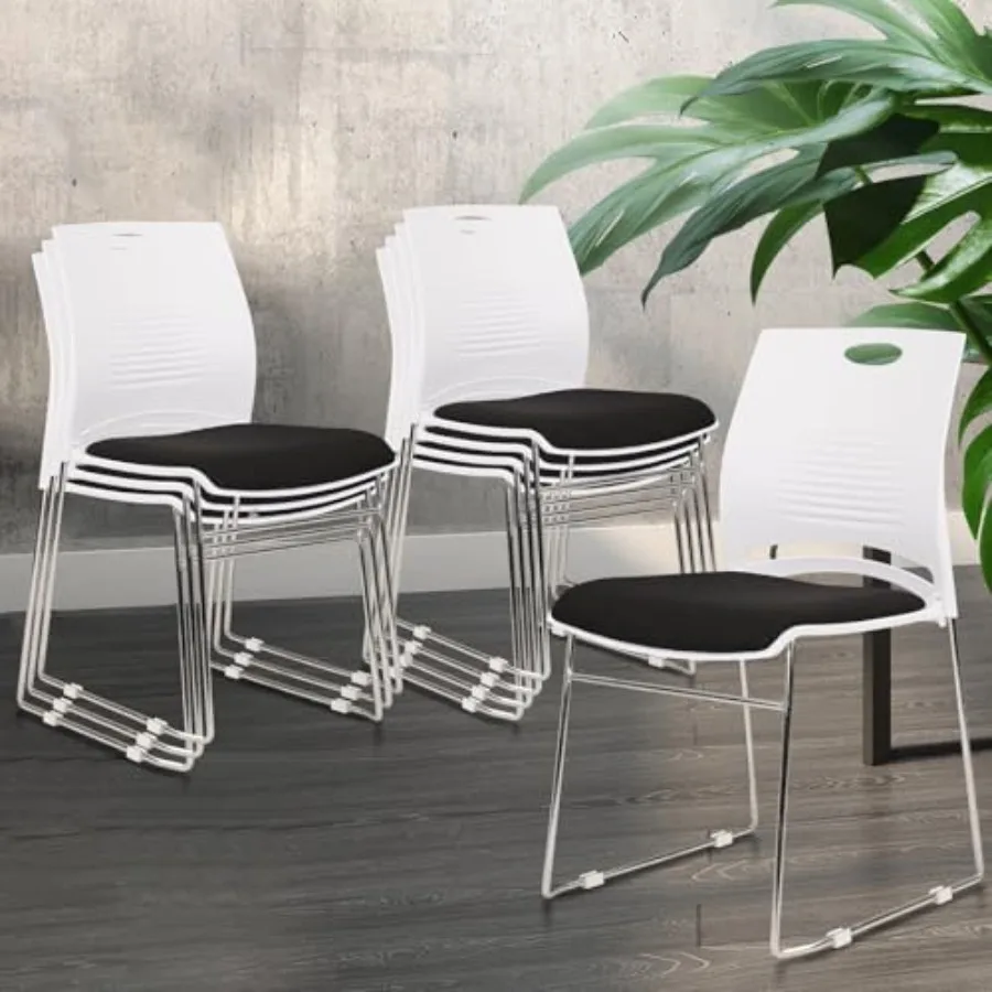 

Stacking Chairs Set, Stackable Home Office Guest Chair Set Without Padded, Lobby Chairs Waiting Room Reception Chair for Cafete