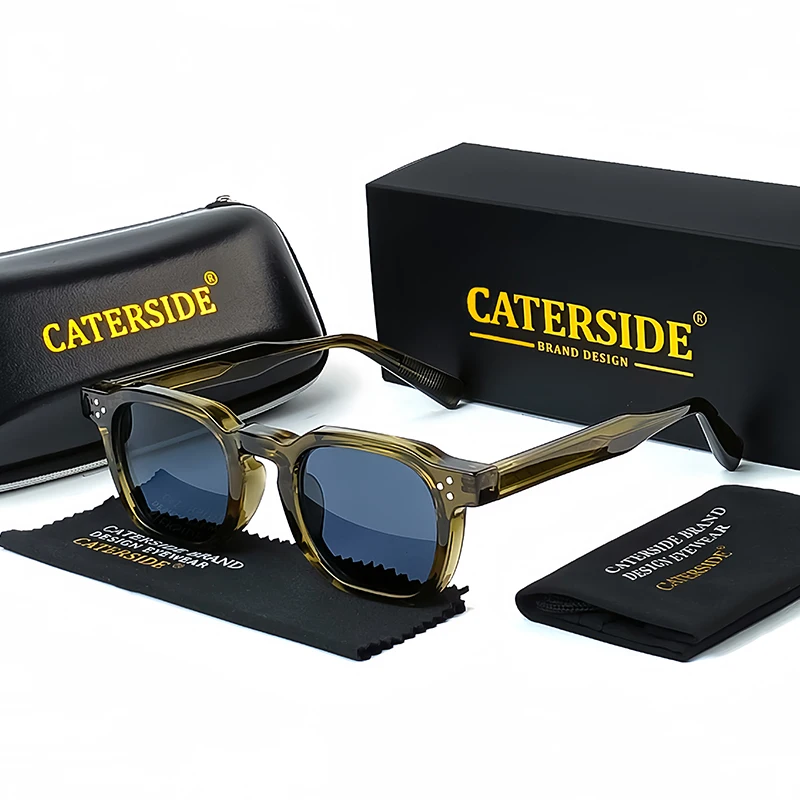 Caterside Retro Square Sunglasses Men's Punk Personalized Design Sun Glasses Women's Fashion Party Business Gift Box UV400