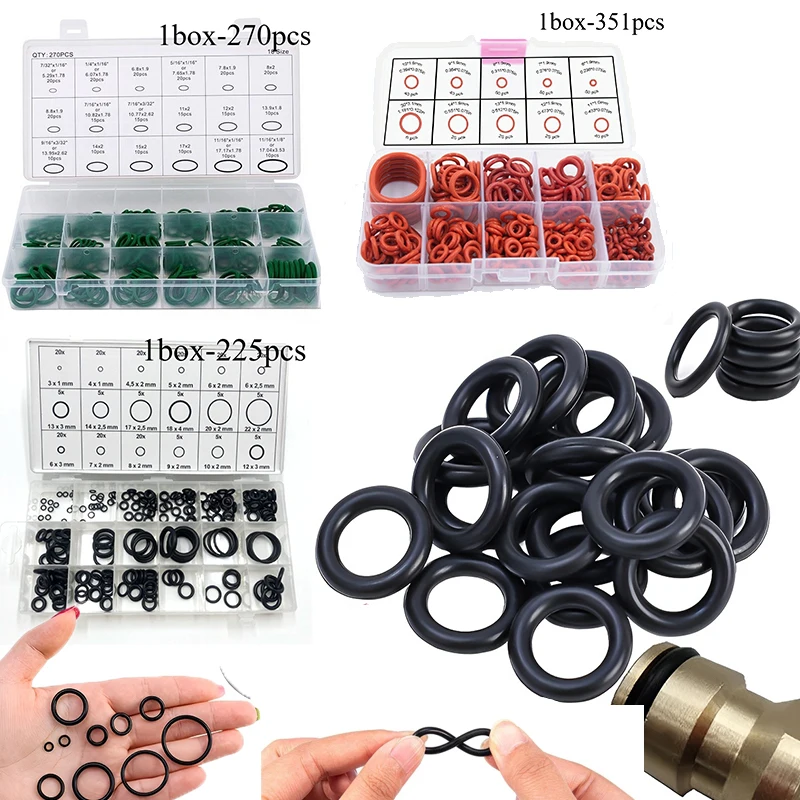 225/270/351pc Silicone O-ring Set Nitrile Rubber  Sealing Gasket Assortment Various Sizes of Sealing Gaskets for Pipeline Faucet