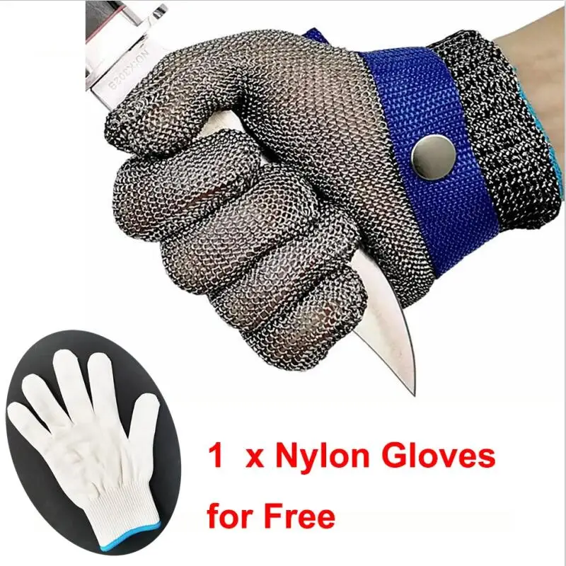 

Cut Resistant Stainless Steel Gloves Working Safety Gloves Metal Mesh Anti Cutting For Butcher Work Man