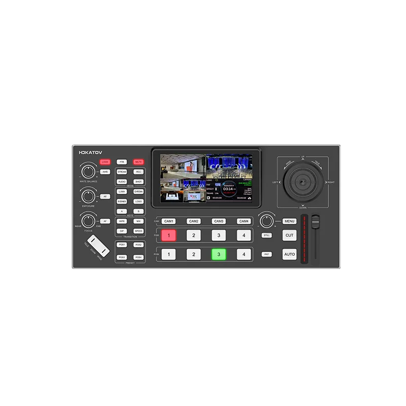 

Видеомикшер HDKATOV Mini Atem Quad 4 HDMI с 5,5-дюймовым ЖК-экраном и пятипозиционным переключателем, подходит для прямой трансляции и стриминга