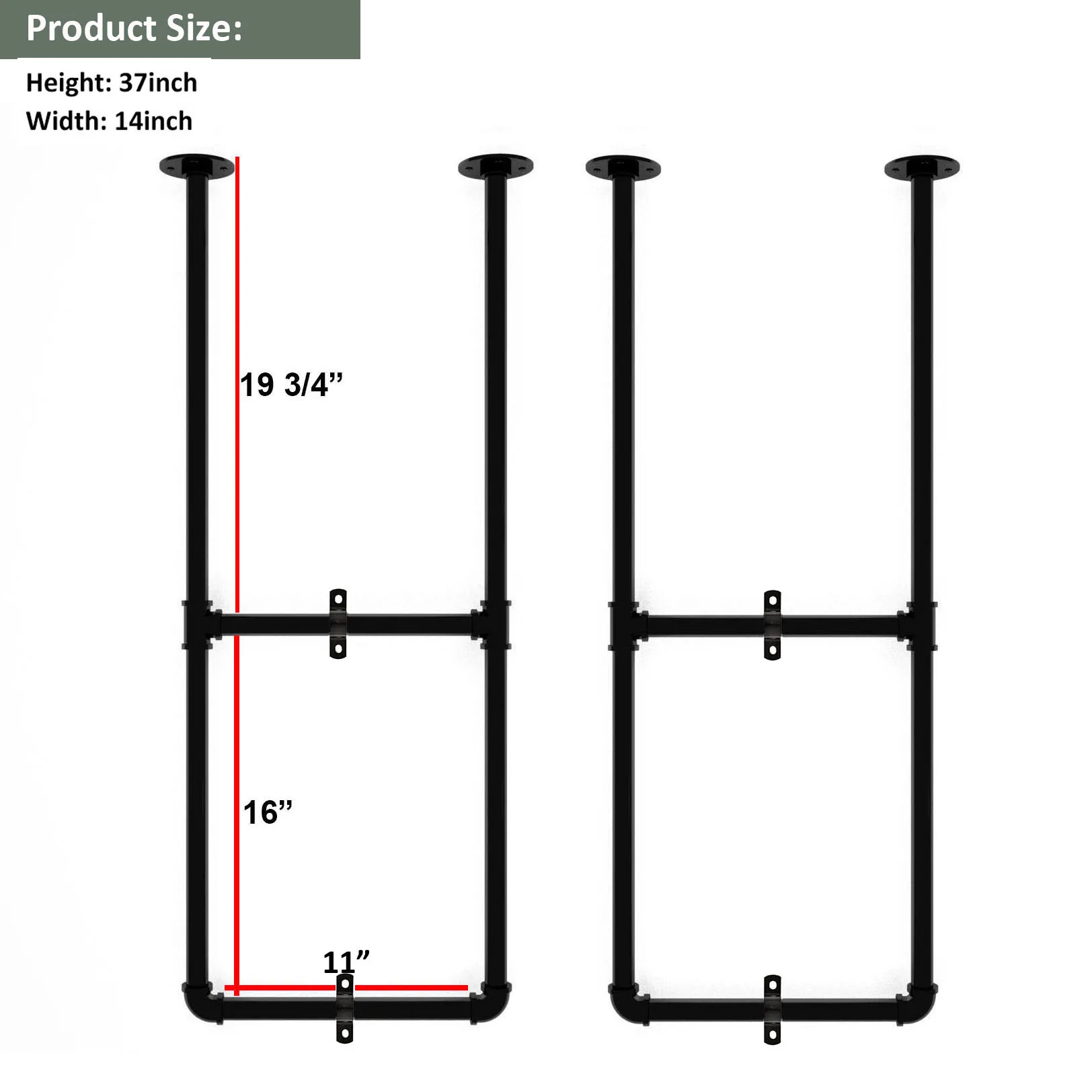 Imagem -02 - Diyhd-montagem no Teto para Cozinha Prateleira Dourada e Preta Pares em u Suporte para Tubos sem Pranchas 37