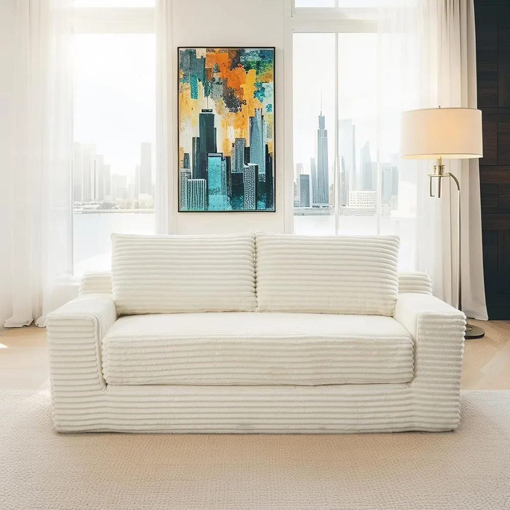 

Диван-кровать Loveseat, без костей, раскладной дизайн 2-в-1, вельветовая ткань — компактный диван из пены с эффектом памяти для небольших помещений