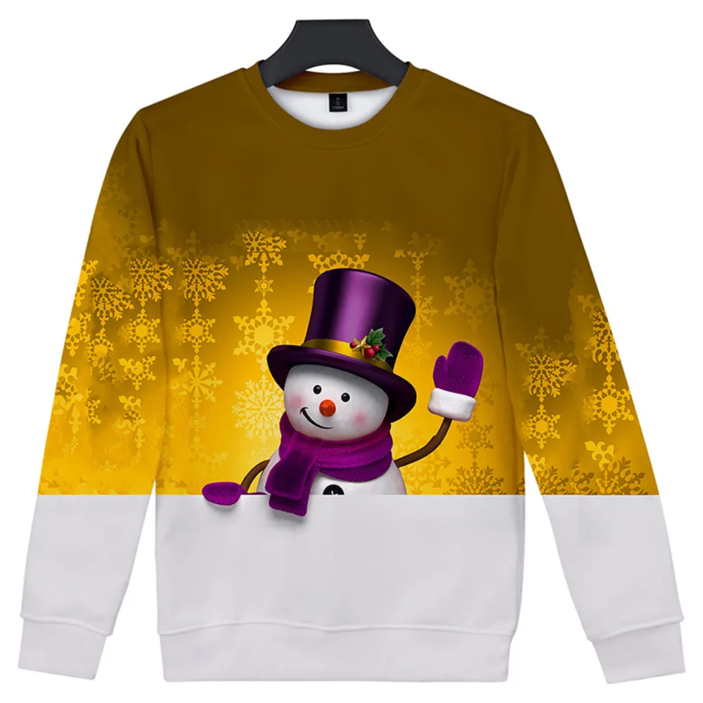 

Fashion O-Neck Long Sleeve Pullovers Woman Y2k Elegant Sweatshirt Winter Comfortable Loose Casual Christmas Snowman Printed Tops