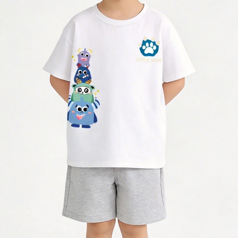 Children's Short-sleeved T-shirt Cartoon Dinosaur Print 100% Cotton Casual Fashion Top Soft Boys Girls Summer Baby Clothes