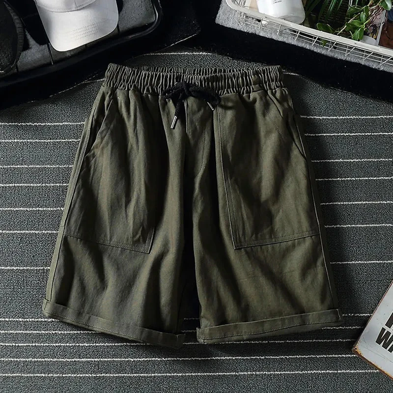 American Retro Women Sports Shorts Summer New Hip Hop Pocket Casual Shorts Bf High Waist Preppy Drawstring Knee Length Shorts