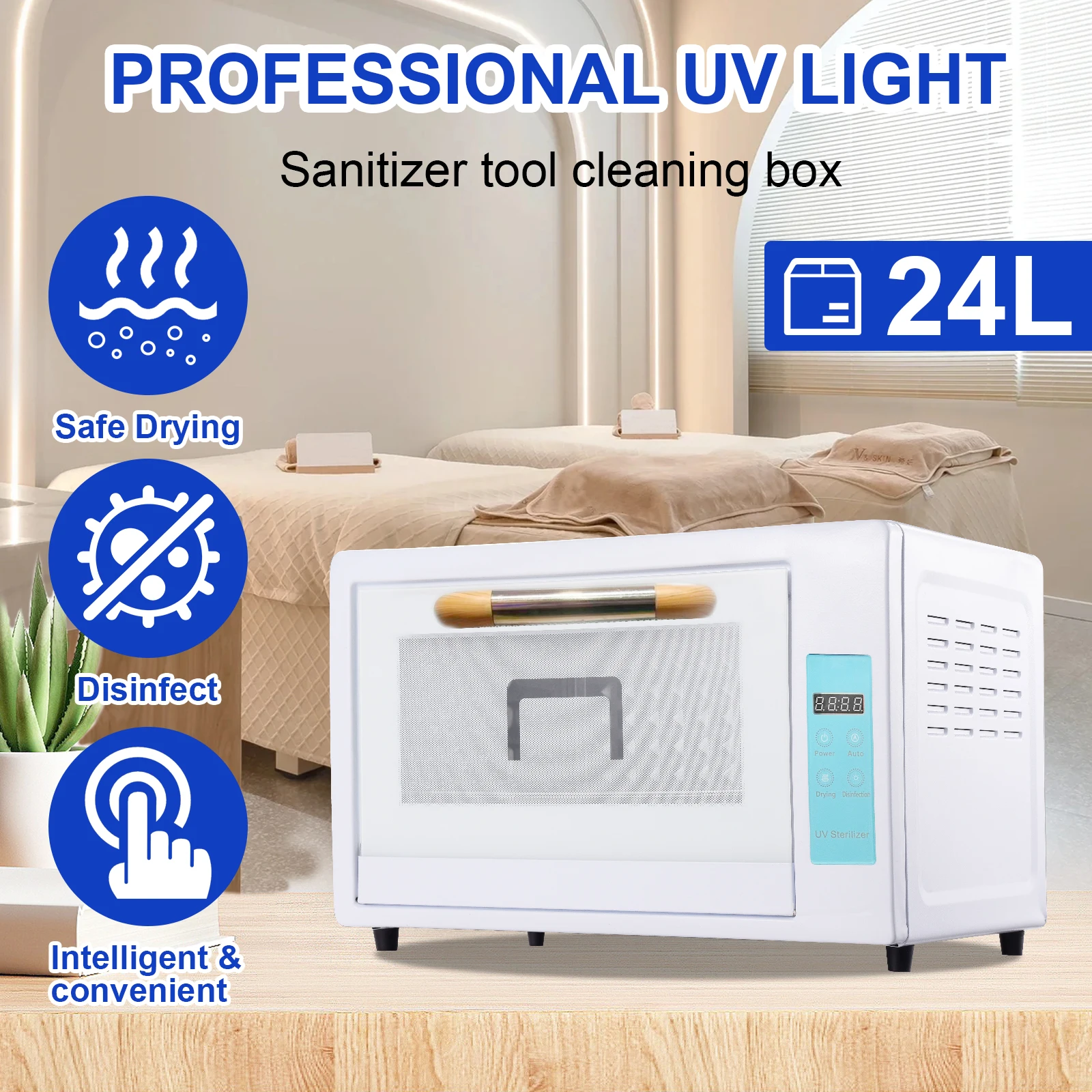Nail Tool Cleaning Machine 24L and 48L Capacity Cleaning Cabinet Salon Equipment Nail Cleaner Box Container