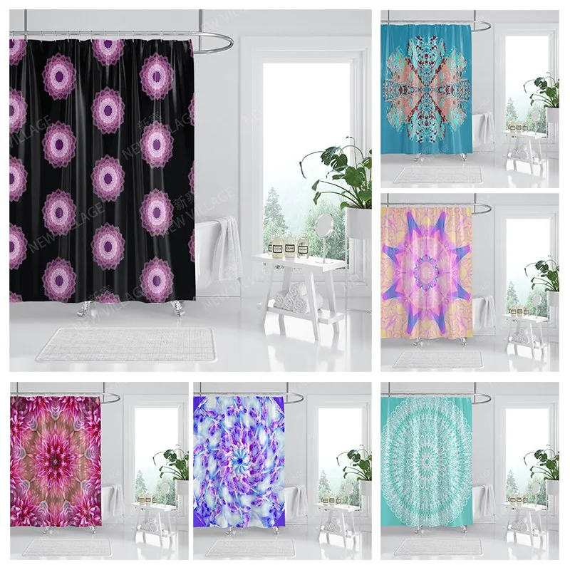 Mandala Waterproof fabric shower curtains Bathroom curtain accessories Bath curtain 180x200cm 240*200cm boho decoration vintage